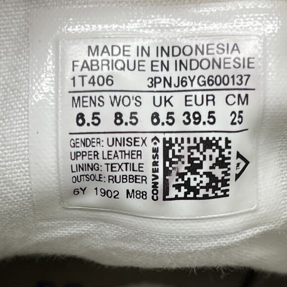 Converse Chuck Taylor All Star Hi Shoes Womens 8.5 White Leather Hi Tops Skate - Picture 8 of 8